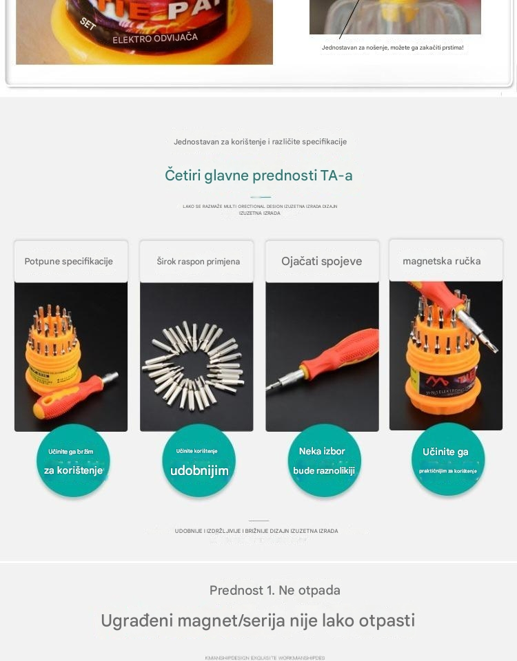 Profesionalni set magnetnih odvijača sa više vrsta vrhova (PH/Ravni/Lopatica/Torx/Heks) za popravku elektronike - Kompatibilan sa pametnim telefonima, laptopovima, TV-ima, satovima, naočarima, računarima - Izdržljiva plastična/metalna kutija za DIY