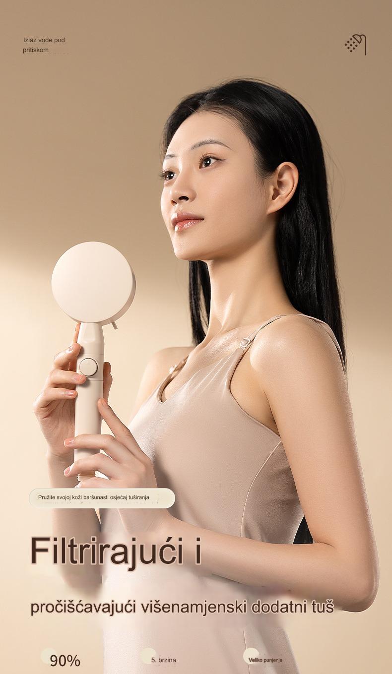 Tuš glava sa 5 brzina i ručnim prskalicom - Izdržljiv ABS sistem za kišni tuš, montaža na plafon/kupatilo, podesivi kišni tuš za moderne kupatila (kompatibilan sa standardnim priključcima za slavinu)