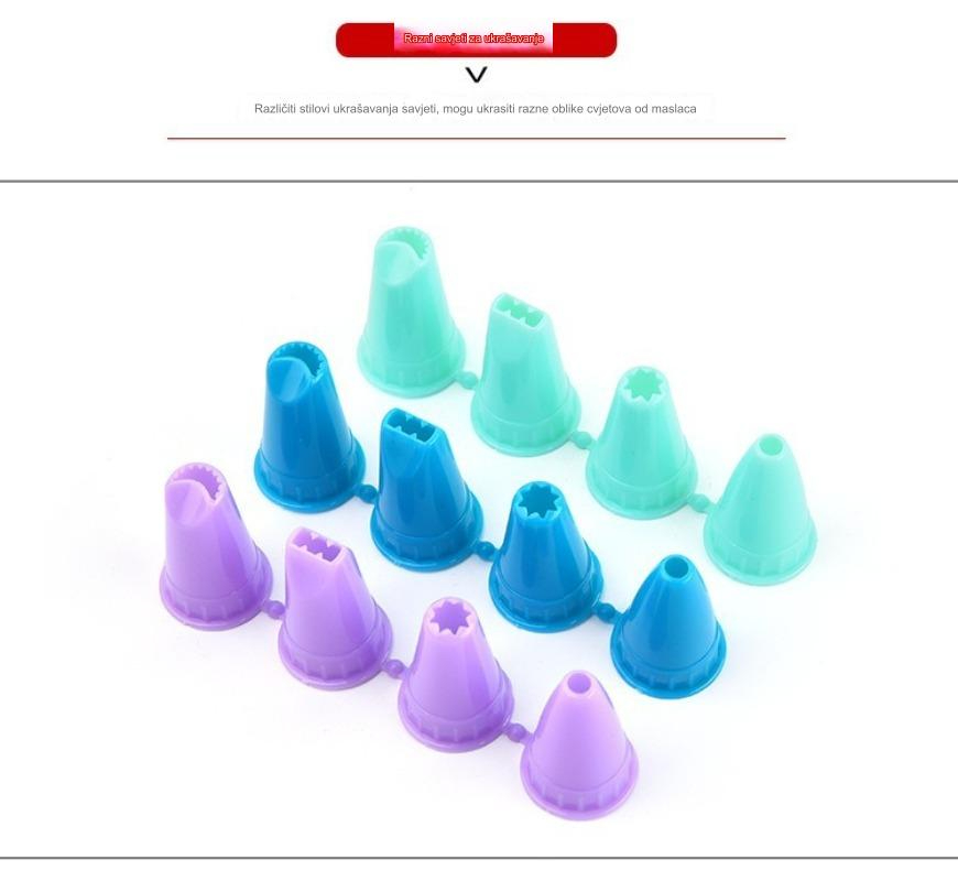 Profesionalni set alata za pečenje i poslastice sa višekratnim EVA/silikonskim kesama za špricanje i plastičnim konektorima - Kompletan sistem za dekoraciju torti za profesionalne pekare i slastičare