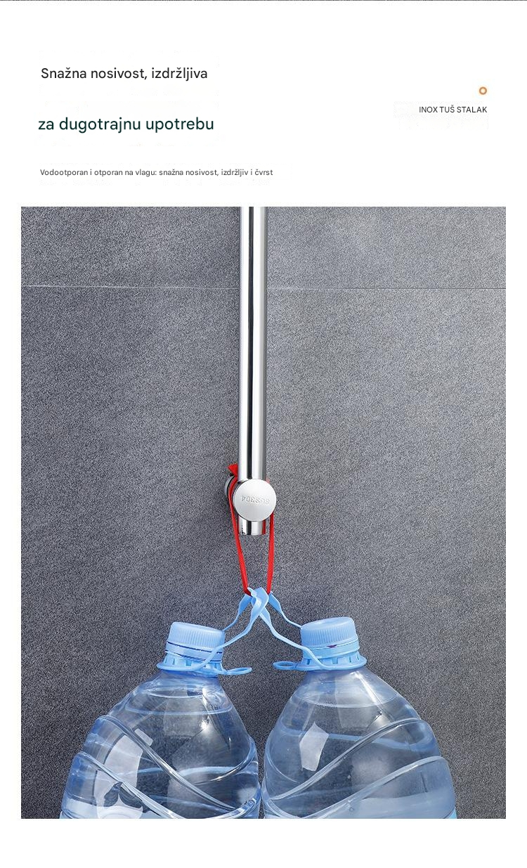 304 Šipka za tuš od nerđajućeg čelika, zidna klizna šipka za kupatilo sa podesivim držačem glave tuša i deljenim nosačem za tuš