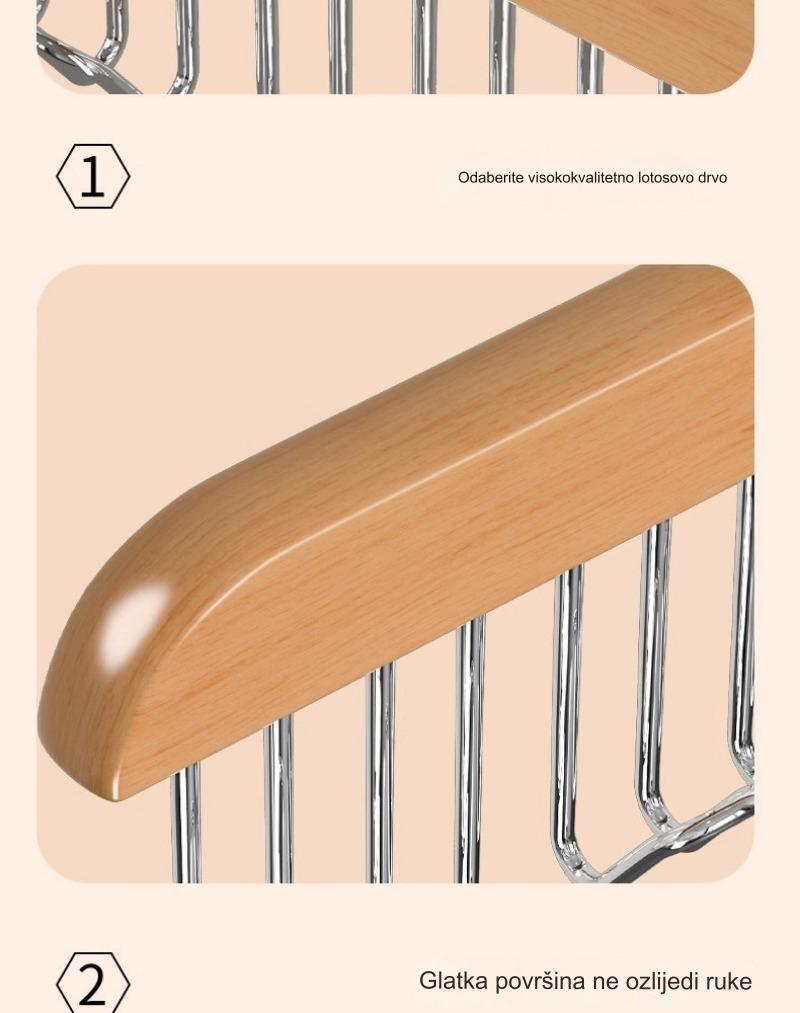 Moderan Držač od Pravog Drveta sa Osam Kukica | Svestrano Skladištenje za Donje Rublje, Kaiševe, Prsluke, Šalove i Čarape