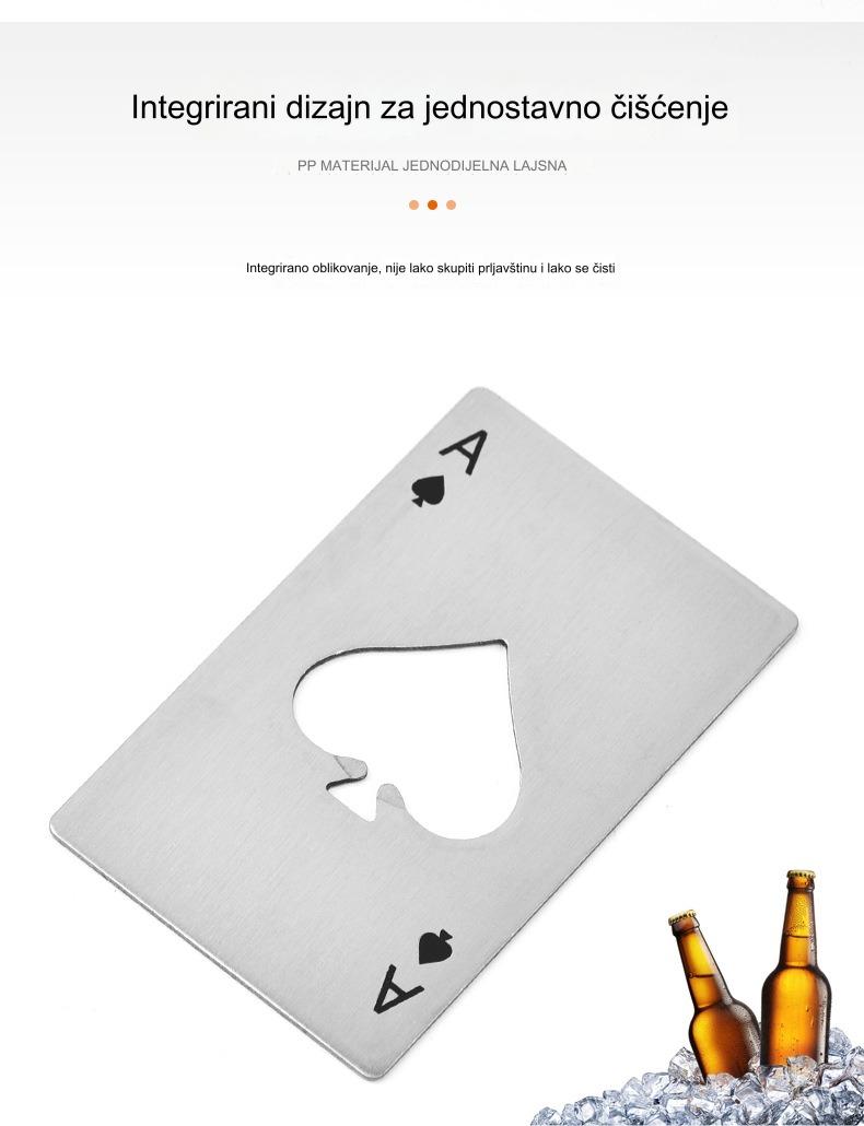 Aker za flaše/limenke od nerđajućeg čelika u obliku Dama Pik - Izdržljivi višenamenski otvarač sa elegantnim dizajnom karte, kompaktan i prenosiv za kuću, žurke, barove - Trajan i otporan na rđu za flaše spade, sode, piva, vina - Idealan za poker večeri i E