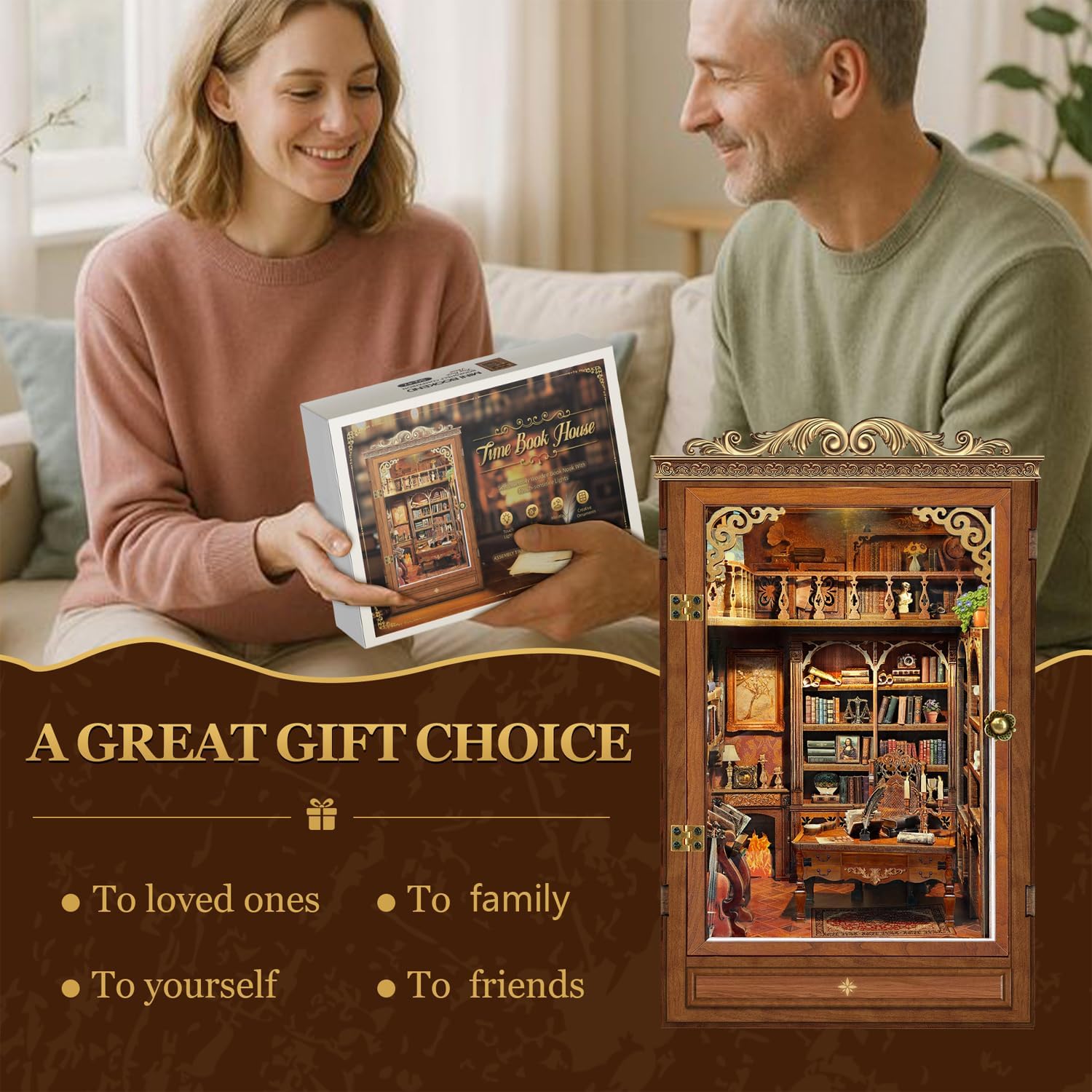 Kompleti za kutak za knjige za odrasle - Napravite svoj vlastiti minijaturni umetak za policu za knjige sa LED osvetljenjem, maštoviti kompleti za izradu knjižnog kutka, dekoracija sobe za fantazijsku tavern dioramu, savršen poklon za ljubitelje knjiga, kutak čuda i knjiga.