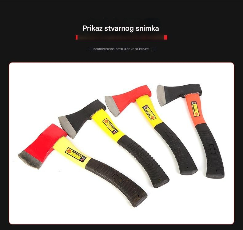 Ručno izrađena teška sekira sa stakloplastičnom drškom i sečivom - Profesionalna za sečenje drva, drvorez, ogrjev - Izdržljiva sekira sa neklizajućim drškom, lagana za sečenje drveća, preživljavanje u prirodi