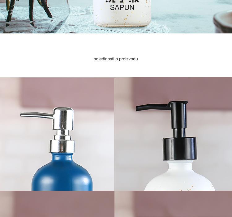 Prazna staklena boca dizajnirana da izgleda kao porcelan, pogodna za penu za dezinfekciju ruku, šampon za kupatilo ili gel za tuširanje, sa dozatorom na pritisak
