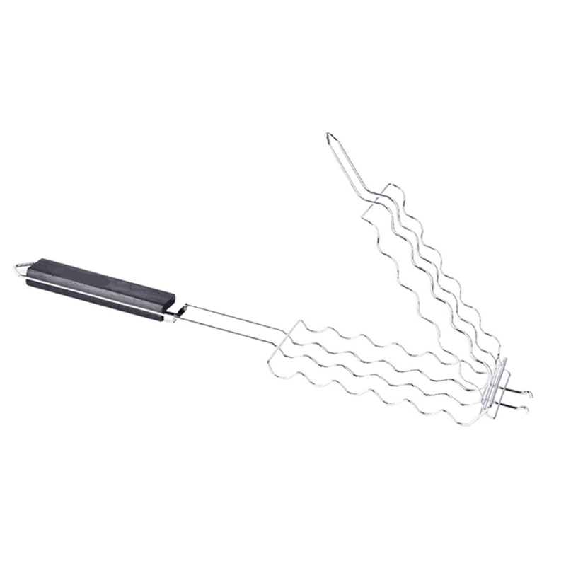 Roštilj za kobasice od nerđajućeg čelika sa drvenom drškom - Dizajniran da bude neprijanjajući i lak za oslobađanje, sa čvrstom metalnom konstrukcijom idealan za kampovanje na otvorenom i roštiljanje, savršen za pečenje kobasica, za kuvanje u kampovanju