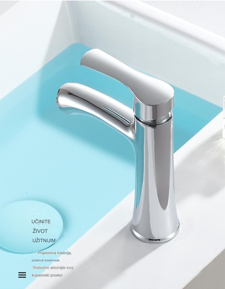 Jednoručna slavina za lavabo sa mešalicom za toplu i hladnu vodu - rotaciona ručka, hromirana završna obrada, evropski navoj, izdržljiva konstrukcija za kupatilo, kuhinju ili pomoćni sud - jednostavna instalacija, dizajn koji štedi prostor