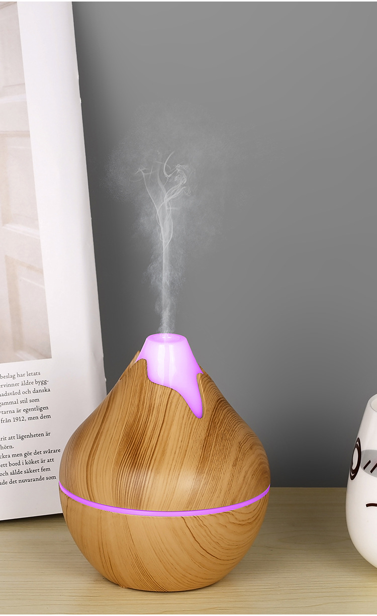 Ultrazvučni aroma difuzor velikog kapaciteta sa teksturom drveta, difuzor esencijalnih ulja, ovlaživač vazduha sa aromom, ultrazvučni ovlaživač, pogodan za esencijalna ulja, ima tajmer, automatsko isključivanje kada je završena voda, sedam-boja LED svetla i napajanje preko USB-a