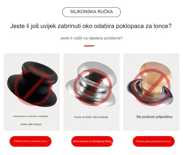 Silikonska poklopac za šerpu sa drvenom ručkom otpornom na toplotu i poklopcem od nerđajućeg čelika | Izdržljiv kuhinjski pribor za kuvanje, neelektrični rad