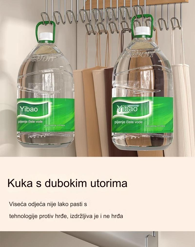 Moderan Držač od Pravog Drveta sa Osam Kukica | Svestrano Skladištenje za Donje Rublje, Kaiševe, Prsluke, Šalove i Čarape