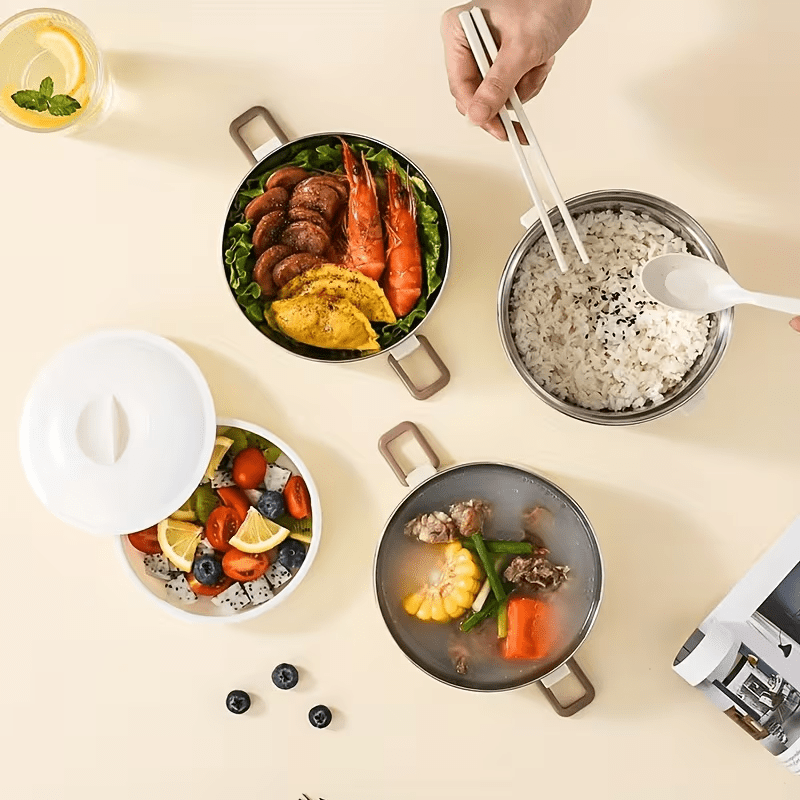 1 kom/Set Nerđajući Čelični Kutija za Ručak sa Torbom za Čuvanje - Termo Bento Kutija, Veliki Kapacitet Dvoslojni Prenosivi Kontejner za Hranu, Neophodno za Zaposlene i Studente