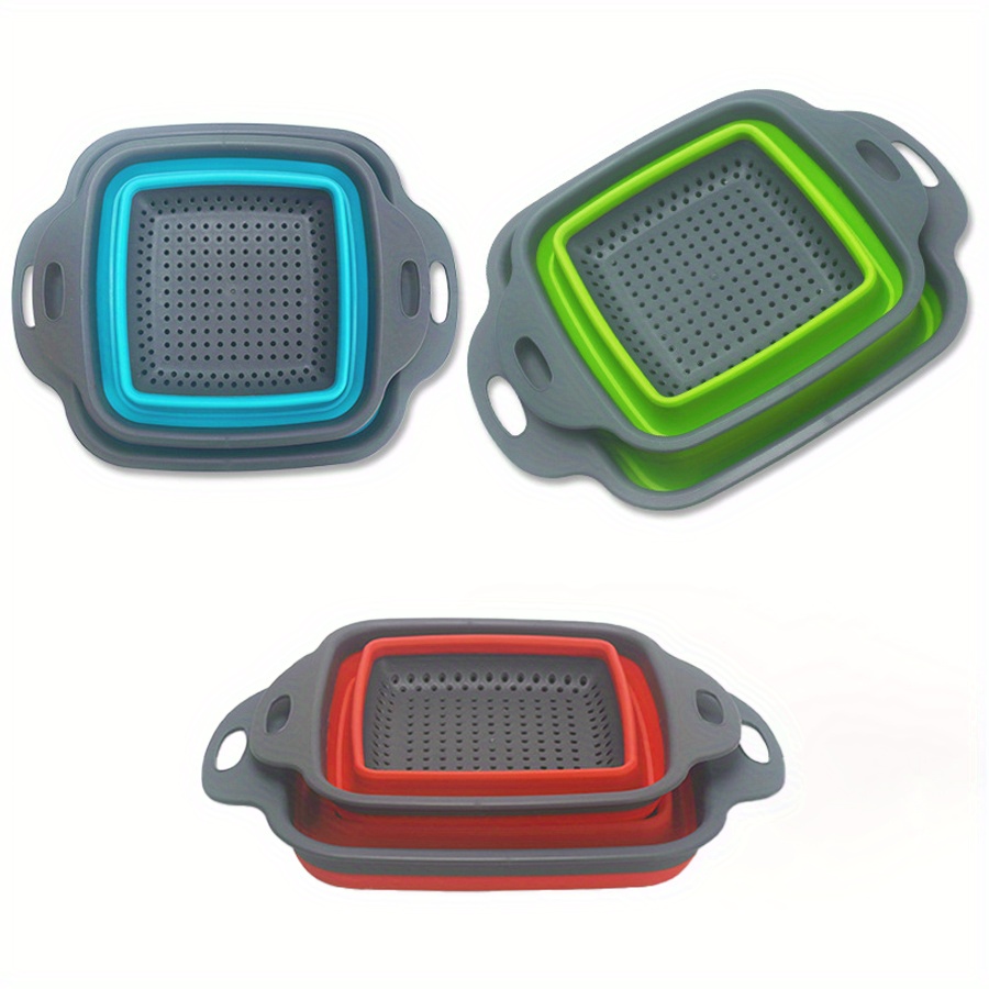 2 komada set silikonskih cediljki, sklopive cediljke za kuhinju, višenamenske plastične cediljke sa ručkama, bezbedne za hranu korpe za pranje povrća i voća, sklopive cediljke za sudoperu