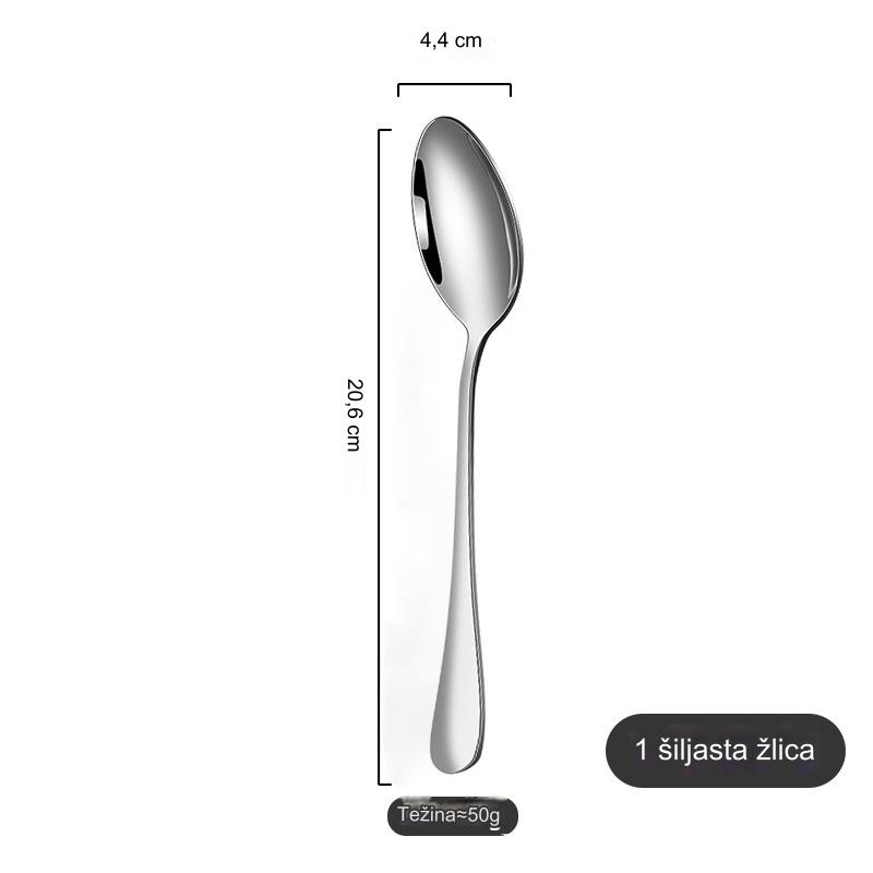 Kompletan set za večeru - Čelični pribor za jelo visoke izdržljivosti sa noževima za biftek, viljuškama, kašikama, priborom za kafu i desert, pogodan za restorane, ugostiteljstvo - Izdržljiv i higijenski pribor za sto