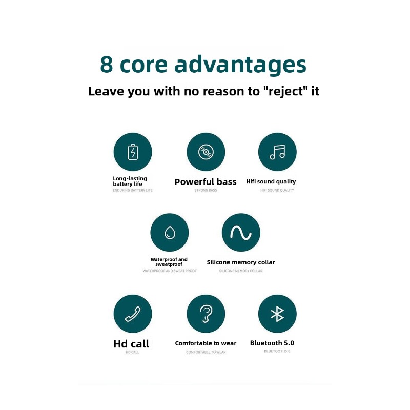 Bežične slušalice sa trakom oko vrata, stereo muzika, sportske slušalice za trčanje, dugotrajna baterija, bežične slušalice, slušalice za vežbanje, in-ear dizajn, ergonomski dizajn, slušalice otporne na znoj, visokokvalitetan zvuk, bežične in-ear slušalice