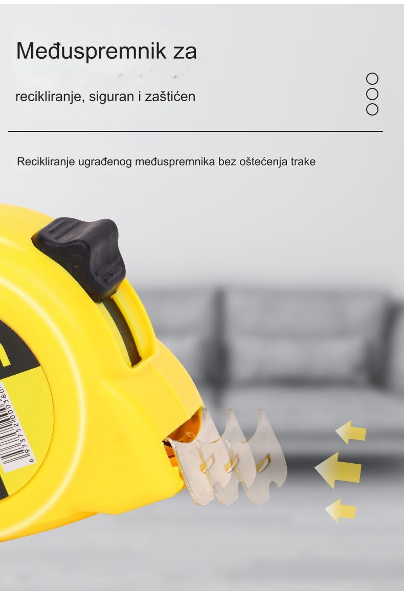 Paket od 5 metara - Čelična merna traka sa kopčom za kaiš - Izdržljiva i prenosiva merna traka za geodetske radove, DIY, uređenje dvorišta - Dugotrajna i praktična za profesionalce i svakodnevnu upotrebu