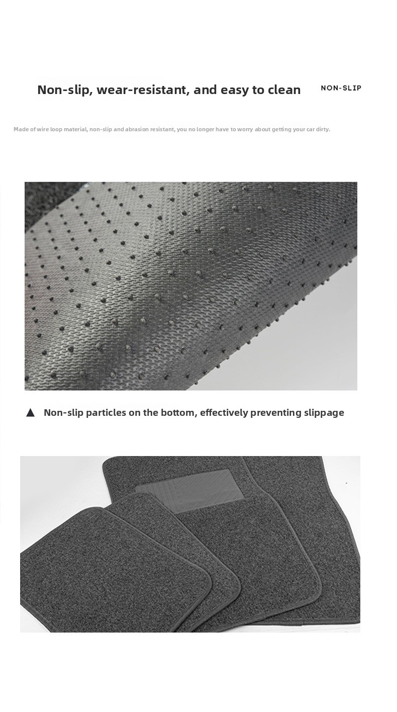 4 komada sive ili crne univerzalne podloge za auto, veštačka sisal tkanina, neklizajuće podloge pogodne za crne/braon/crvene enterijere, elegantan jednobojni dizajn, efikasno dekorira i skuplja dlake kako bi enterijer bio čist, lako se peru