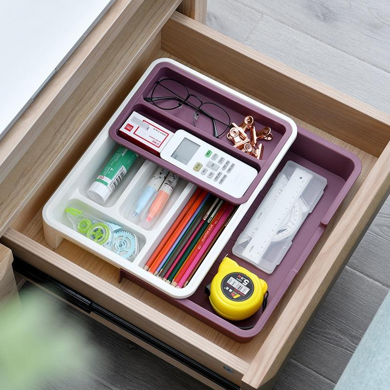 Zidni organizator za kuhinjski pribor sa pregradama za blokove i pribor - Izdržljiv ABS beli i drveni izgled (Montaža bez alata) - Štedi prostor, fioka/traka za noževe, viljuške, kašike, špatule, mutilice