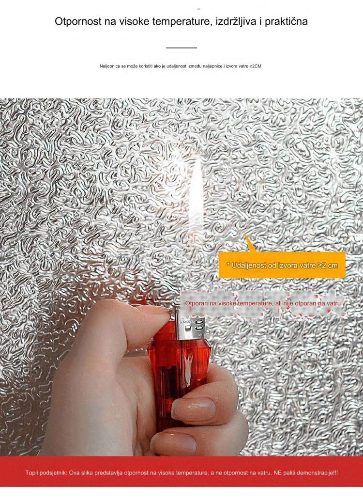 Samolepljiva nalepnica od aluminijumske folije otporna na ulje i vodu - Sa gumiranom podlogom za štednjak, ormare i kuhinjske zidove - Laka samostalna obnova, površina otporna na masnoću za kućnu i komercijalnu upotrebu