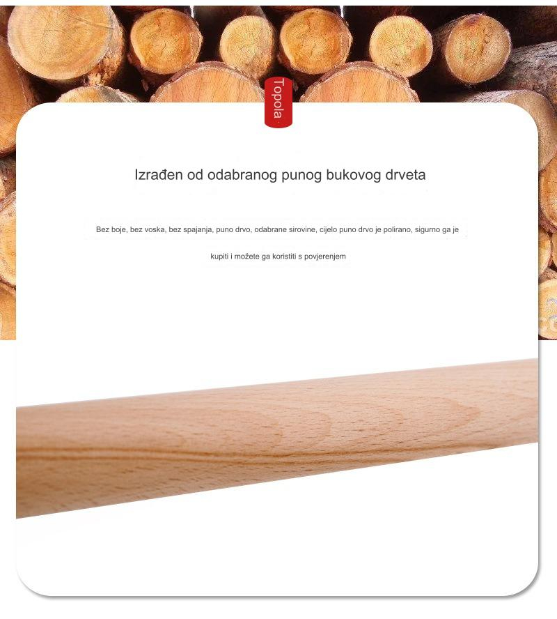 Drveni valjak za pecivo sa nelepljivom površinom i udobnom drškom | Idealan za pravljenje kolačića, testa i fondana - Napravljen od tvrdog drveta