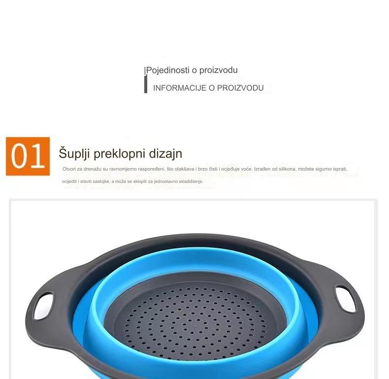 Sklopiva teleskopska korpa za pranje sa otvorima za odvod - izdržljiva sklopiva plastična korpa za sušenje posuđa, kampovanje, RV - prenosiva korpa za pranje povrća i voća koja štedi prostor (zelena/siva)