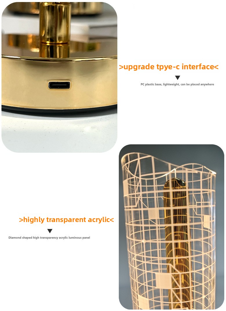 Moderna elegantna stona lampa sa podesivim dizajnom zvezdanog neba - Metalna i akrilna baza, USB stona lampa sa 3 boje i mogućnošću prigušivanja, idealna za dekoraciju spavaće sobe i kao poklon, lako upravljanje pomoću dugmeta, uključuje izvor svetlosti, lakirana