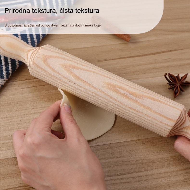 i Siguran Drveni Valjak za Testo | Savršeno Rađeno Testo i Pekarske Proizvodi, Neklizajuće Ručke, Napravljen od Tvrdog Drveta