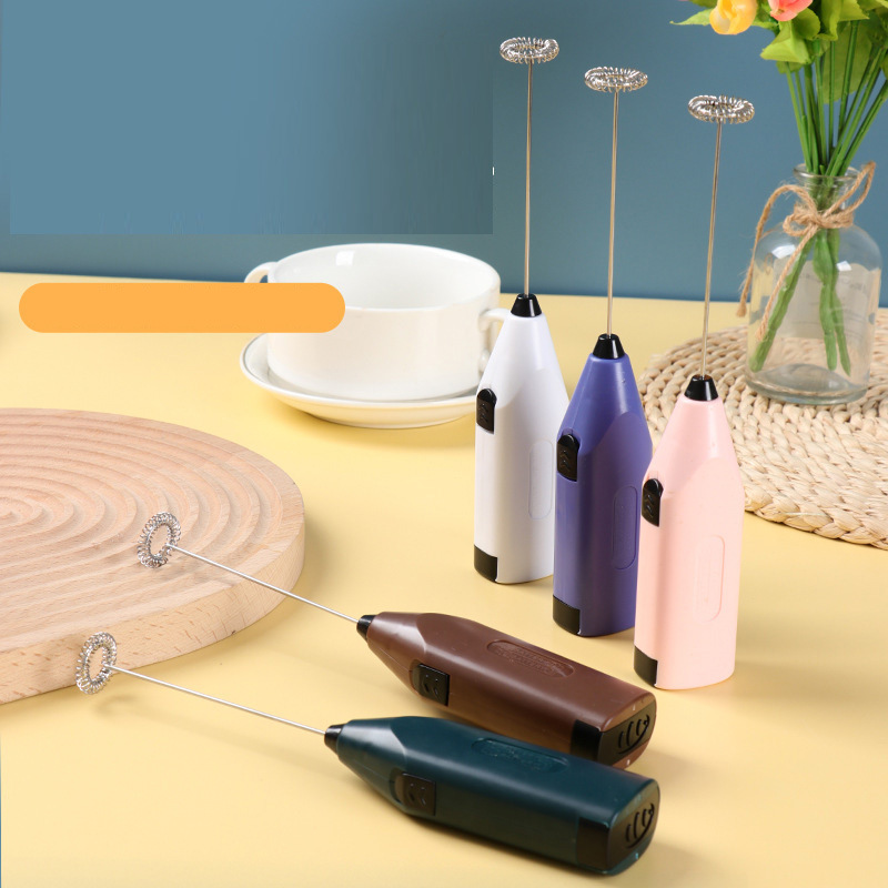 3-u-1 Ručni Električni Mikser za Kafu, Jaja i Penu od Mleka - /Priključak - Mućkalica sa Plastičnim Mućkalom, /Električni Pogon, Prenosiv za Latte Art, Beze, Majonezu - Idealno za Kućnu i Putnu Upotrebu (Izdržljiv i Lako se Čisti)