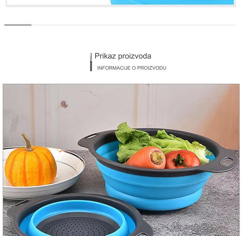 Sklopiva teleskopska korpa za pranje sa otvorima za odvod - izdržljiva sklopiva plastična korpa za sušenje posuđa, kampovanje, RV - prenosiva korpa za pranje povrća i voća koja štedi prostor (zelena/siva)