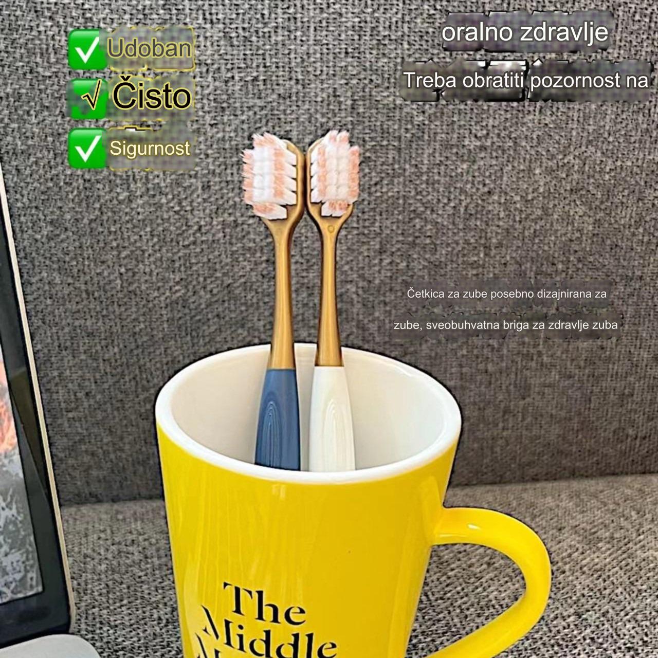 6 komada mekih četkica za zube za parove | Široka glava za veću udobnost, ABS plastična drška, mikro vlakna