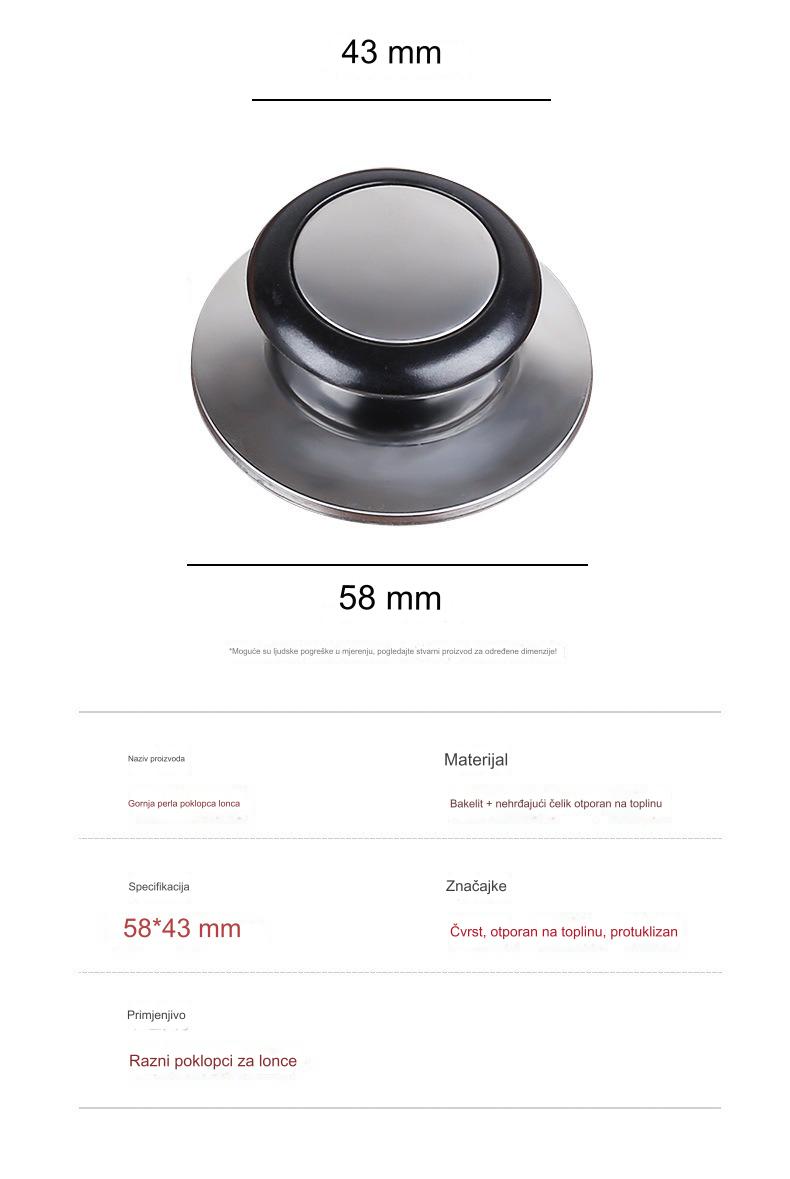 Perle za poklopac od nerđajućeg čelika | Univerzalna ručka za poklopac šerpe sa staklenim poklopcem i dodacima za perle