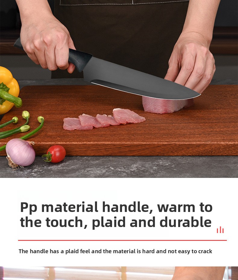 5 komada Premium Oštri Crni Kuhinjski Noževi Set | Sečiva od Visoko Ugljeničnog Nerđajućeg Čelika, Drvene Drške u Boji Drveta, Idealni za Sečenje Voća i Voća