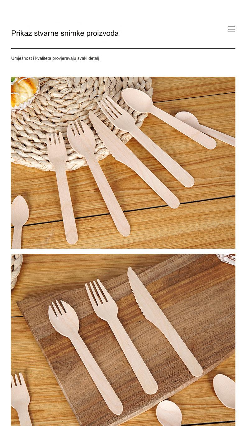 Drveni pribor - Održivi jednokratni štapići, viljuške, kašike za žurke, piknike, roštilje, događaje - Kompostabilni pribor (Velike narudžbine su dobrodošle)