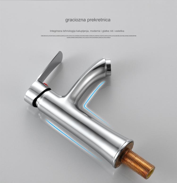 Jednoručna slavina za lavabo sa mešalicom za toplu i hladnu vodu - rotaciona ručka, hromirana završna obrada, evropski navoj, izdržljiva konstrukcija za kupatilo, kuhinju ili pomoćni sud - jednostavna instalacija, dizajn koji štedi prostor