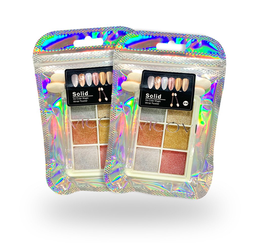 Set lakova za nokte sa šljokicama u 6 boja | Metalik čvrsti pigment u prahu za manikir, trendi Ins stil