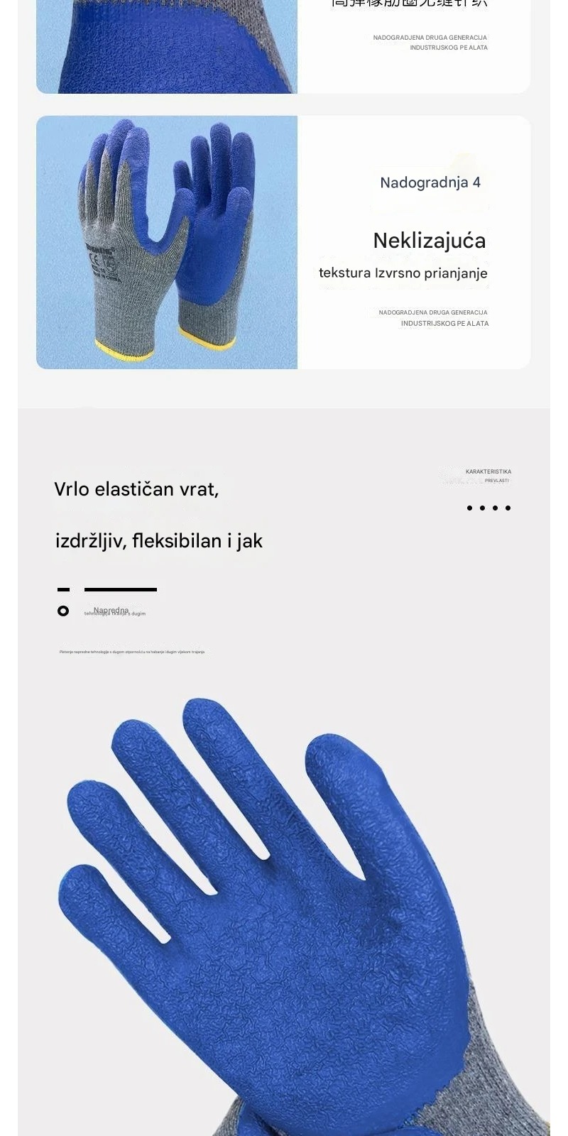 Zaštitne radne rukavice za baštu, hortikulturu i logistiku | Pamučna postava sa lateks premazom, dizajn bez prstiju, ne peglati