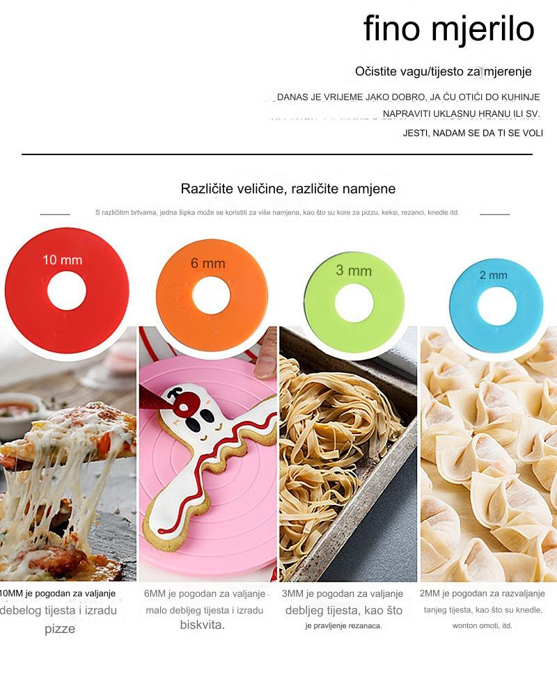 43,18 cm Podesivi Valjak od Nerđajućeg Čelika sa Oznakama za Debljinu (mm/cm) - Robusni Valjak za Tijesto za Pečenje, Peciva, Kora za Pite, Pizzu i Kolačiće - Nelepljiv, Izdržljiv za Profesionalne Pekare