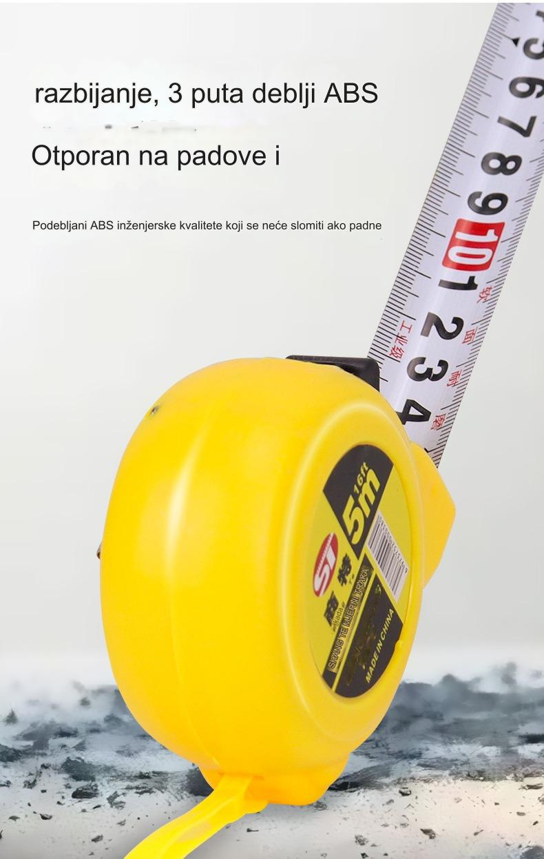 Paket od 5 metara - Čelična merna traka sa kopčom za kaiš - Izdržljiva i prenosiva merna traka za geodetske radove, DIY, uređenje dvorišta - Dugotrajna i praktična za profesionalce i svakodnevnu upotrebu