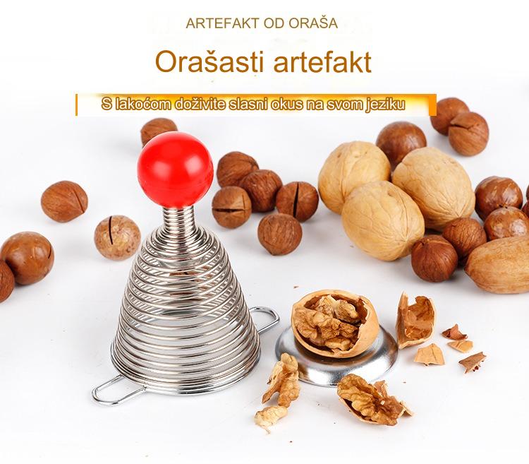 Alat za lomljenje oraščića od nerđajućeg čelika, teški, sa oprugom, ergonomskom ručkom i opružnim mehanizmom - Lako lomljenje oraščića za orah, kesten, pecan, badem, keshu - Izdržljivi kuhinjski alat za kućnu i komercijalnu upotrebu, lako uklanjanje