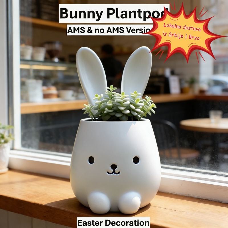 Sakupljač za cveće u obliku Uskršnjeg zeca, bela crtana posuda za sukulente, lokalna dostava iz Srbije, svečani ukrasni kontejner za cveće