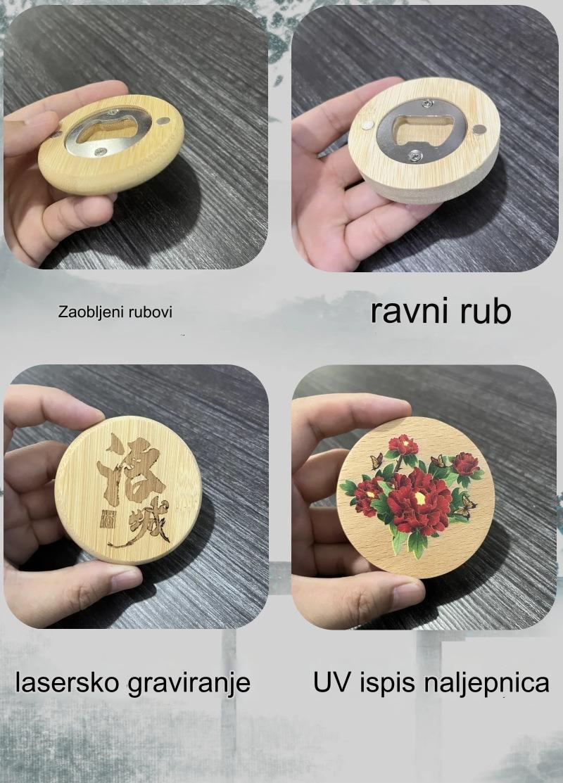 Oli magnetni otvarač za pivo u bočici sa ručkom napravljene od Shinan i bukovog drveta.