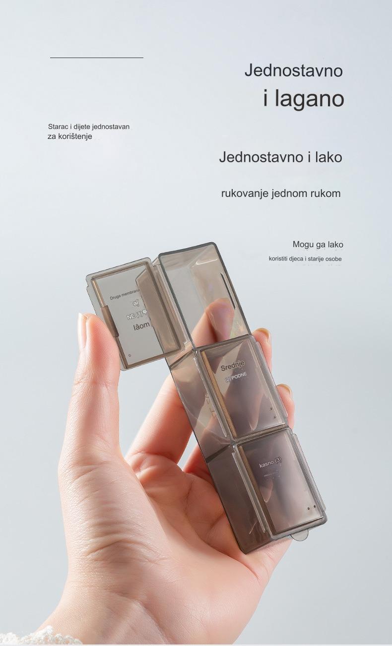 Jednosedmična prenosiva kutija za lekove, višebojna kutija za klasifikaciju, 21 i 28 pregradnih PP plastičnih kutija