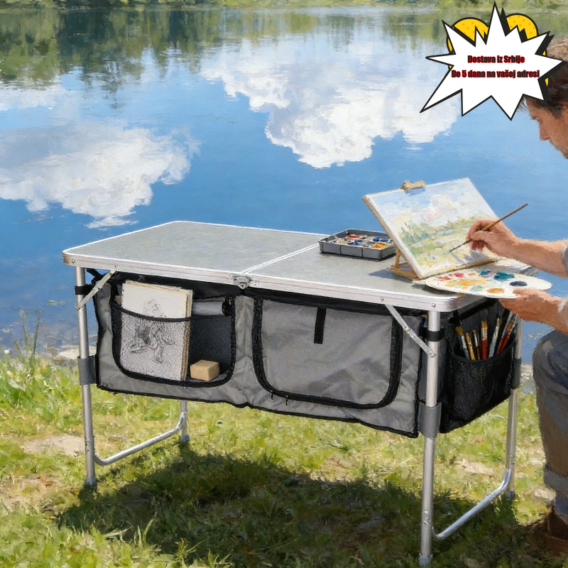 Uskršnji piknik, kampovanje na otvorenom sa torbom za čuvanje, prenosivi, lagani, multifunkcionalni aluminijumski sklopivi sto