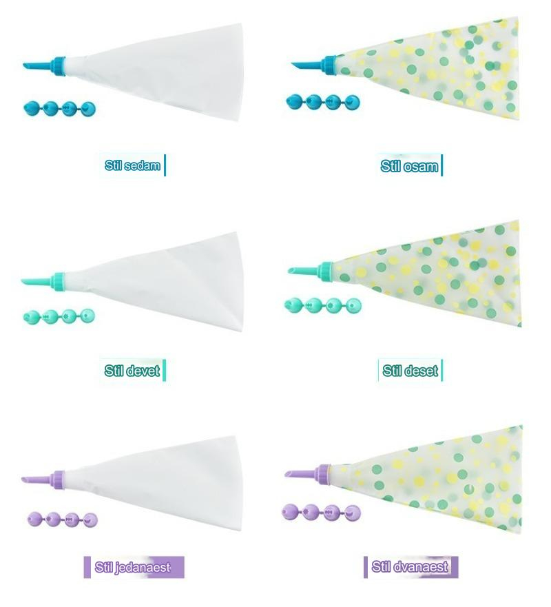 Profesionalni set alata za pečenje i poslastice sa višekratnim EVA/silikonskim kesama za špricanje i plastičnim konektorima - Kompletan sistem za dekoraciju torti za profesionalne pekare i slastičare