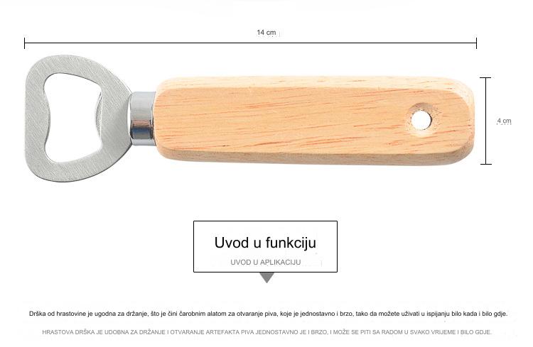 Robustni otvarač za flaše piva sa drvenom drškom - Ručni mehanizam za otvaranje za bar, piknik, kampovanje, zabave - Izdržljiv i higijenski dizajn
