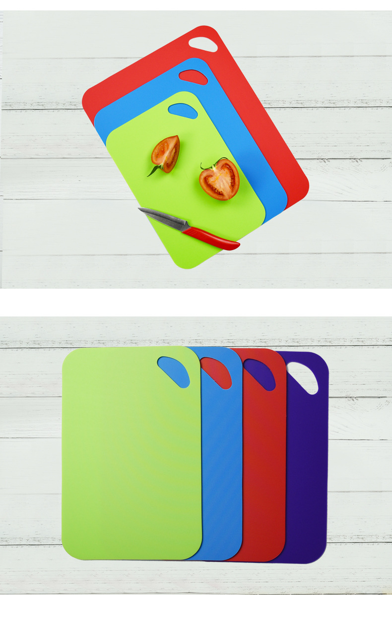 Set od 2 komada, plastične daske za sečenje za kuhinju 20*30cm, ekstra debele fleksibilne podloge za sečenje za kuvanje, neklizajuća daska za sečenje sa obojenim ikonama hrane i ručkama za lako držanje, kuhinjski pribor, pribor za studentske domove, kuhinjski dodaci