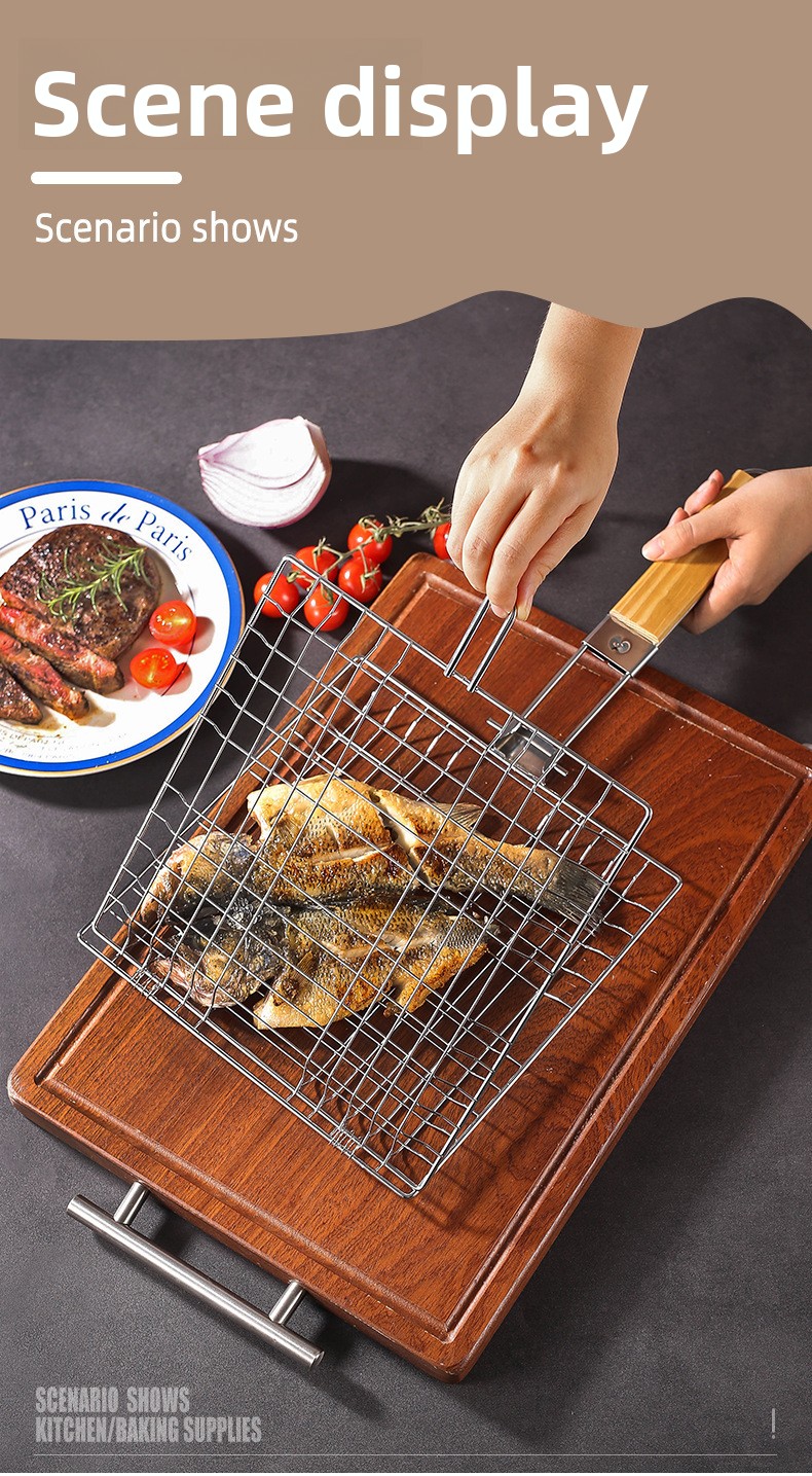 1 komad sklopivog, čvrstog roštilja sa velikim kapacitetom, idealnog za pečenje piletine, sa nelepljivom ručkom, kuhinjski roštilj