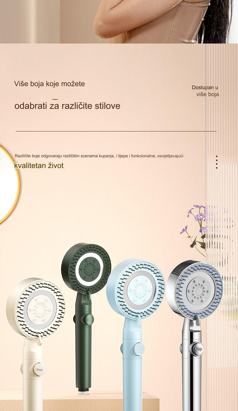 Tuš glava sa 5 brzina i ručnim prskalicom - Izdržljiv ABS sistem za kišni tuš, montaža na plafon/kupatilo, podesivi kišni tuš za moderne kupatila (kompatibilan sa standardnim priključcima za slavinu)