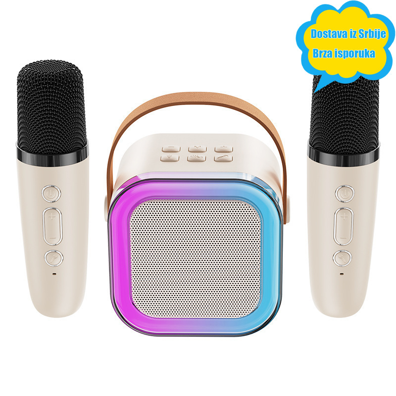 Bežični karaoke mikrofon sa glasnim zvučnikom – Prenosivi mikrofon za kućni KTV, pametne telefone/tablete/laptopove i porodično pevanje, Plug and Play pojačivač glasa (bez potrebe za spoljnim zvučnikom)