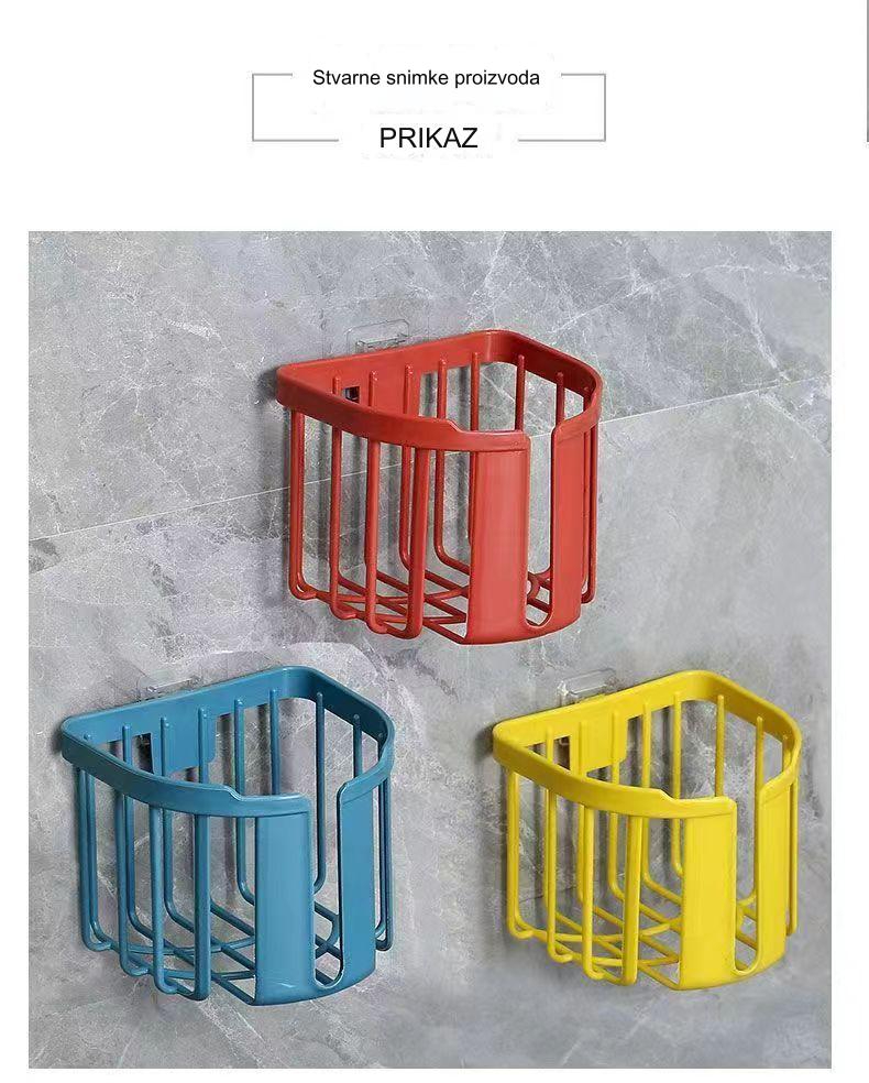 Držač toalet papira za montažu bez bušenja - Samolepljiva instalacija (bez šrafova/eksera), lako uklanjanje, lepljiva podloga, izdržljiv plastični držač za kupatilo za stanare ili javne toalete