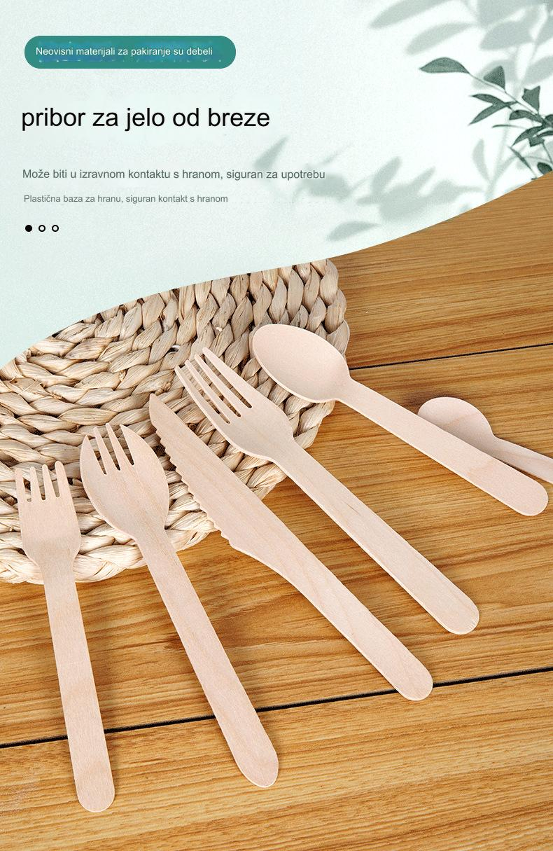 Drveni pribor - Održivi jednokratni štapići, viljuške, kašike za žurke, piknike, roštilje, događaje - Kompostabilni pribor (Velike narudžbine su dobrodošle)